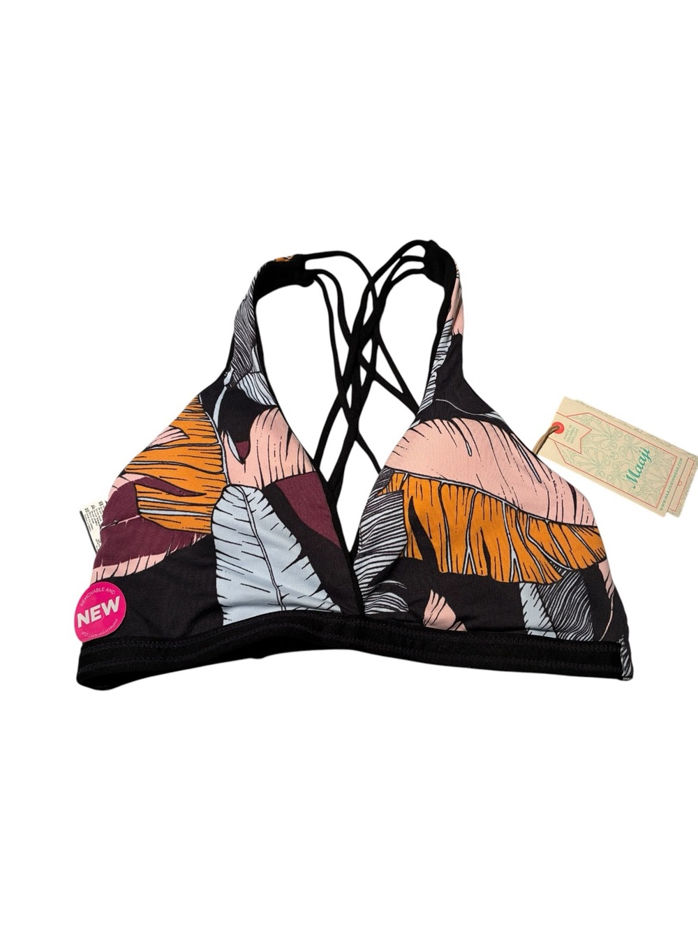 NWT Maaji Swim Top in Tropical Print Strappy Back Size Large